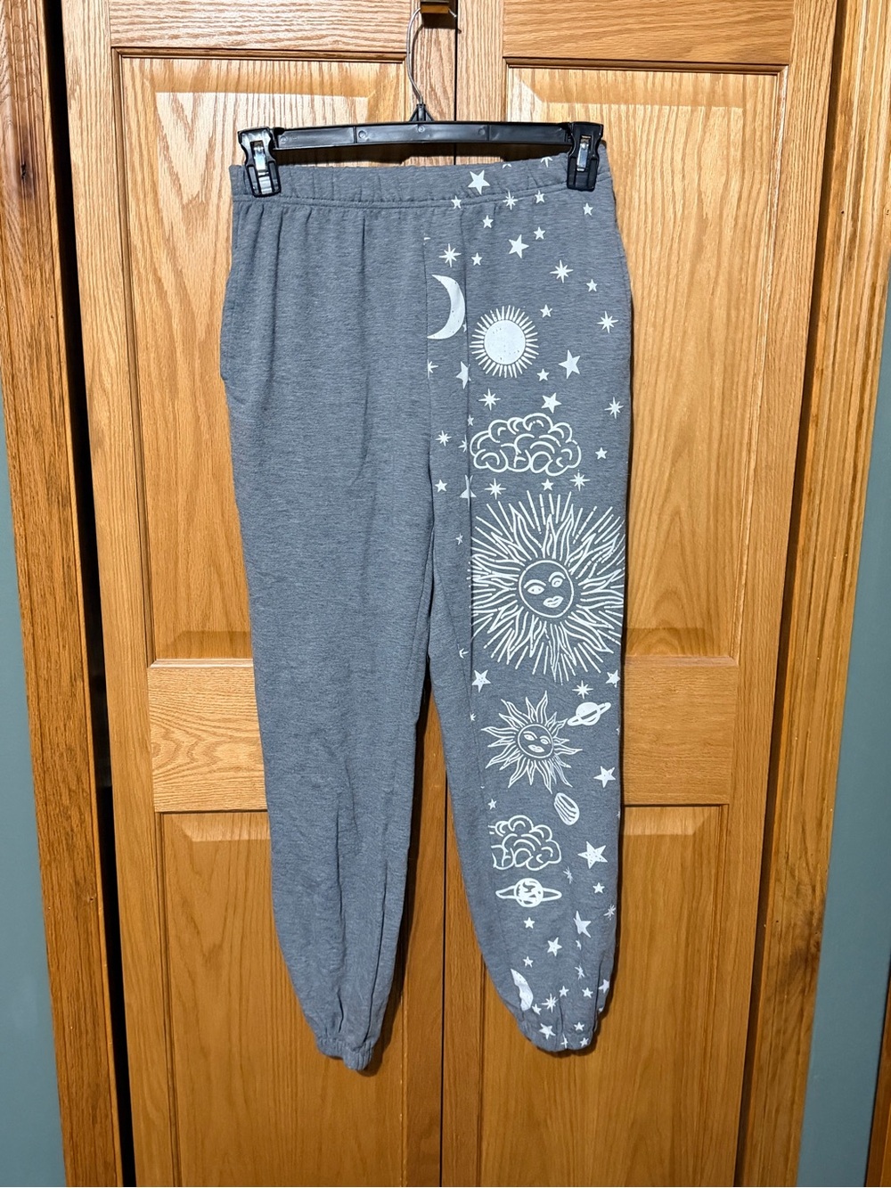 SHEIN Gray Celestial Sun Moon Stars Sweatpants Joggers - Size Small